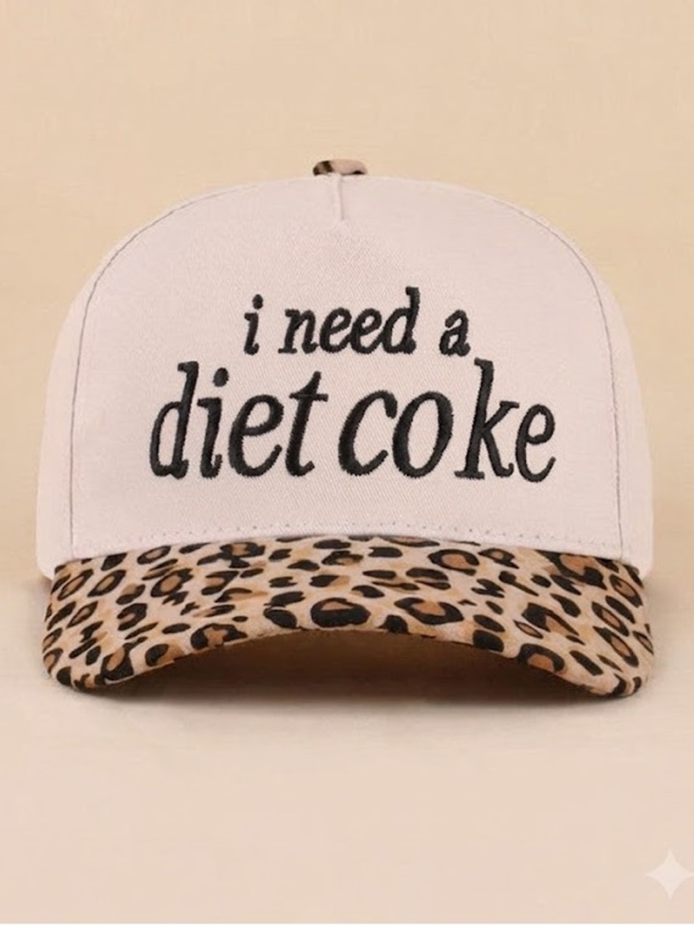 I Need A Diet Coke Leopard Animal Print Fashion Boutique Baseball Cap Hat NEW